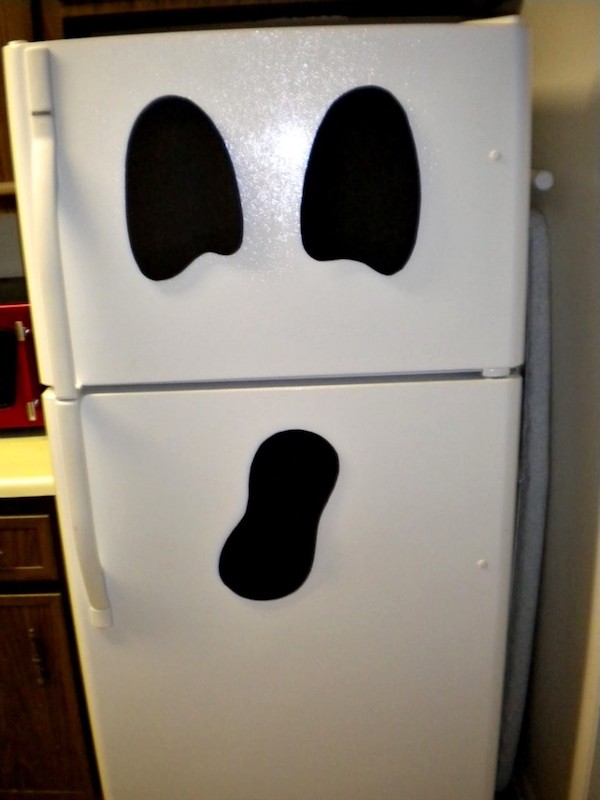 Use foam or felt to make a ghost face and add magnets on the back. Know anyone with a white refrigerator?