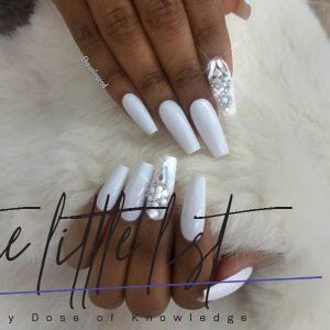 39 Fancy White Coffin Nails Designs