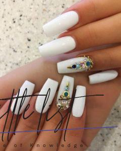 39 Fancy White Coffin Nails Designs