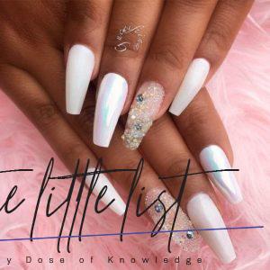 39 Fancy White Coffin Nails Designs