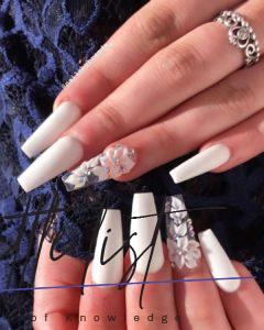 39 Fancy White Coffin Nails Designs