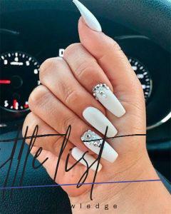 39 Fancy White Coffin Nails Designs