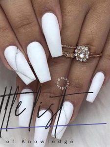 39 Fancy White Coffin Nails Designs