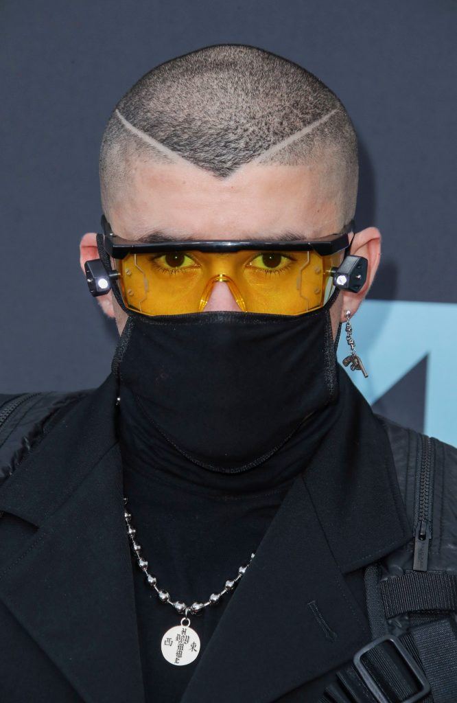 bad bunny singer with hair scratches