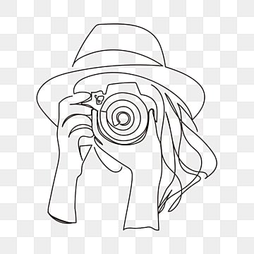 Abstract Line Drawing Female Photographer Camera Line Drawing Abstract Camera PNG and vector image material