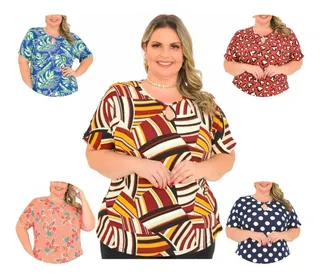 Kit 5 Blouses Plus Size Summer Ladies Wholesale T-Shirt