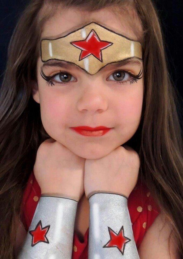 child with wonder woman makeup