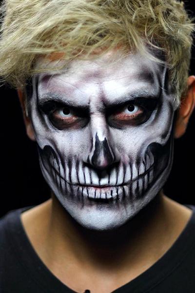 man with skull makeup