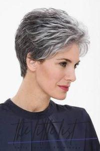 Short female gray haircut