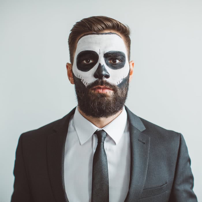Halloween makeup with black and white