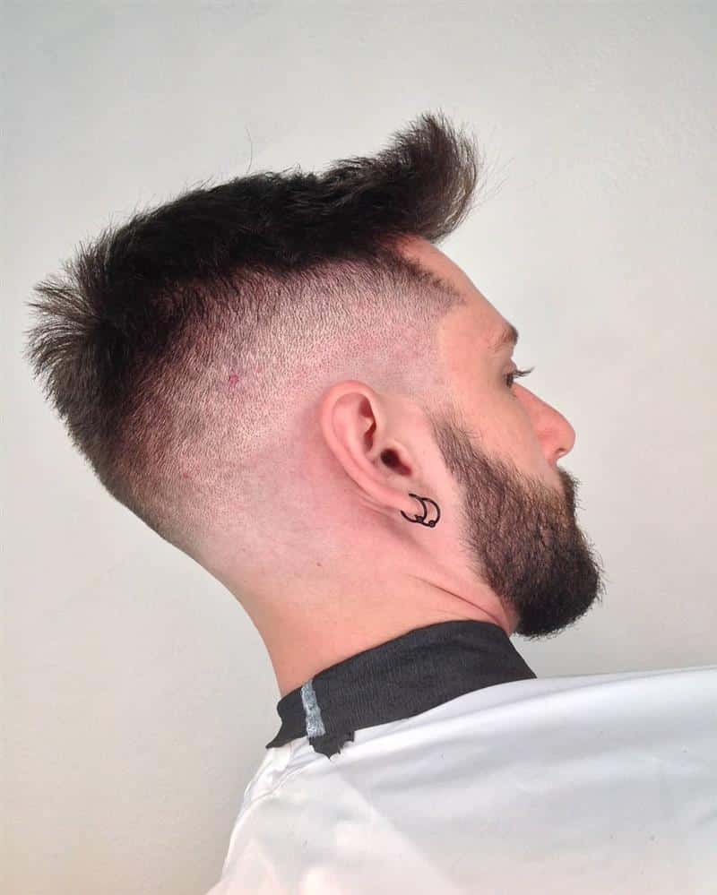 short haircut with topknot