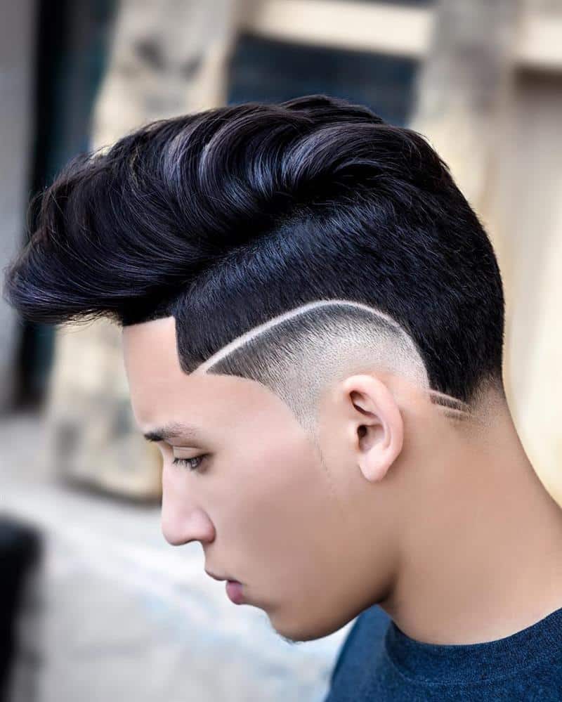 male haircut with stripe