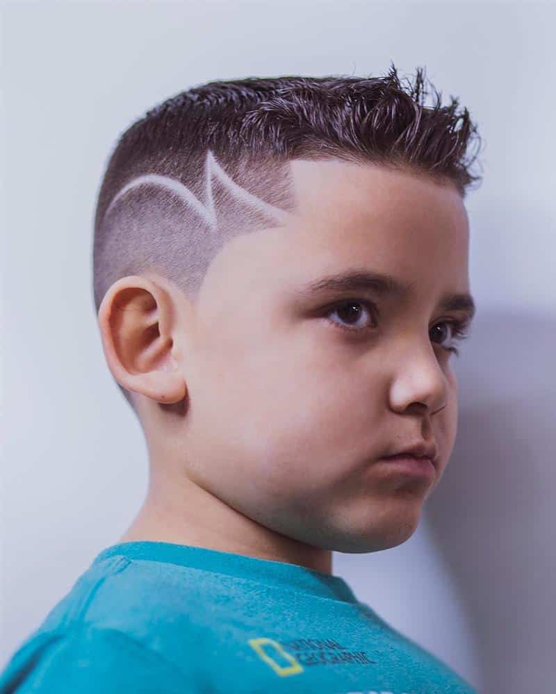 male infant haircut with lightning