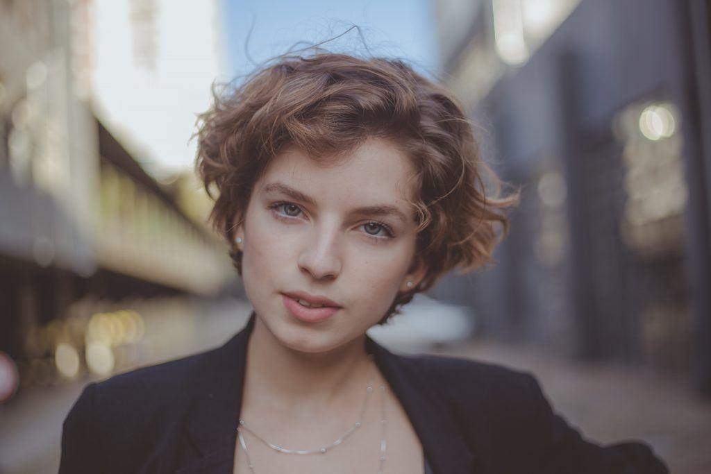 woman with short wavy hair