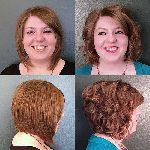female haircut for round face in overweight person