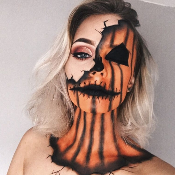 halloween pumpkin makeup idea