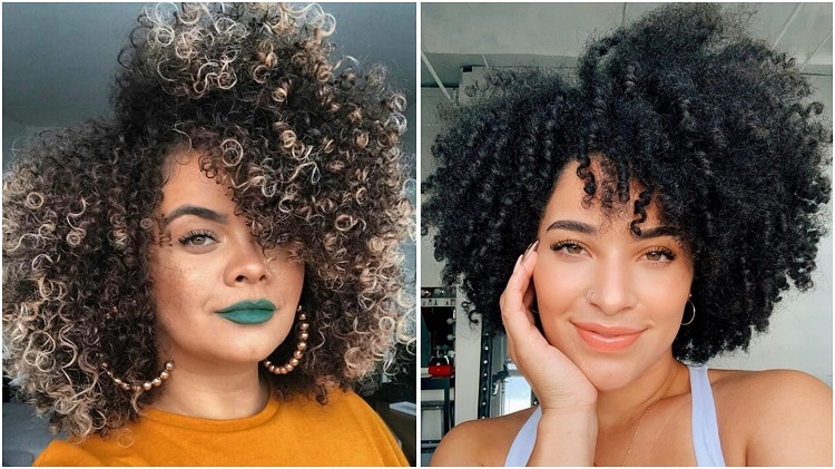 two women with short curly hair in the shape of a heart.