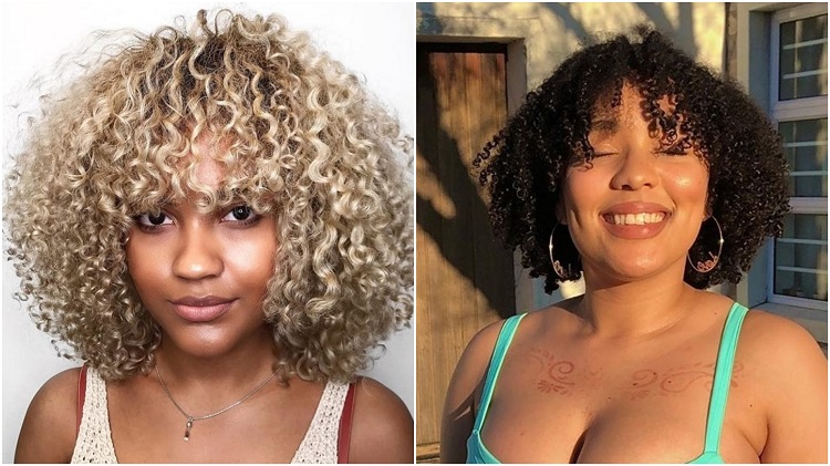 two women with short curly hair and bangs