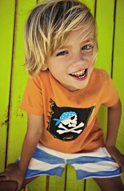 Men's surfer-style haircuts for kids