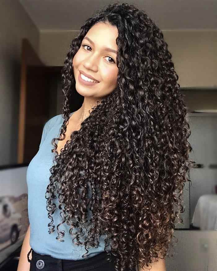 long curly hair with volume