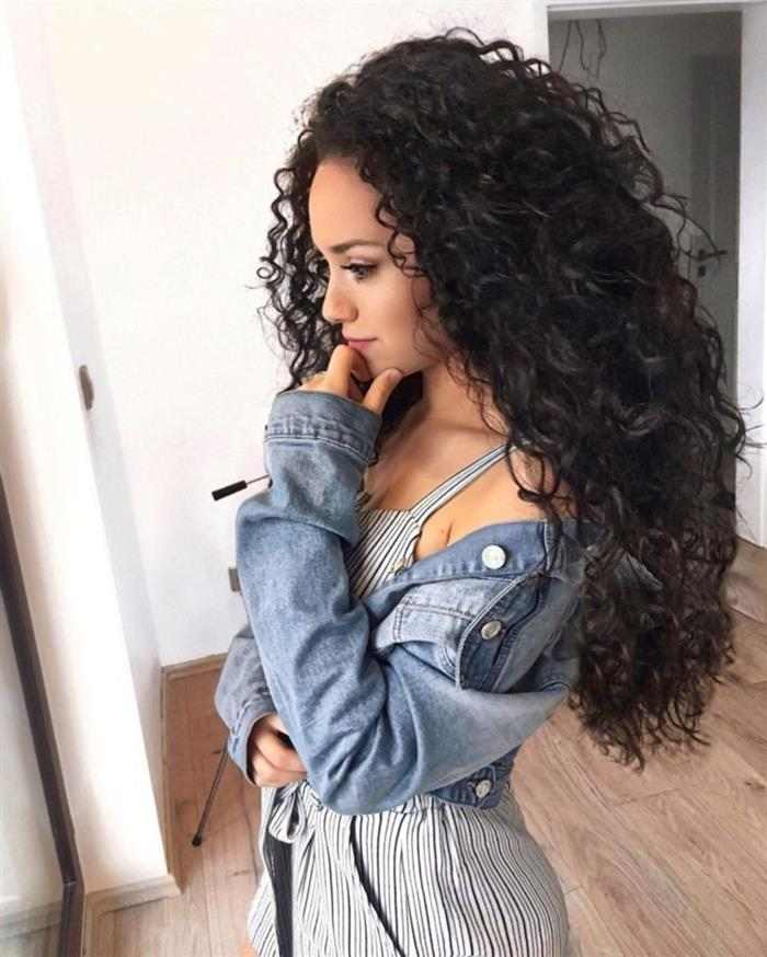 long curly hair