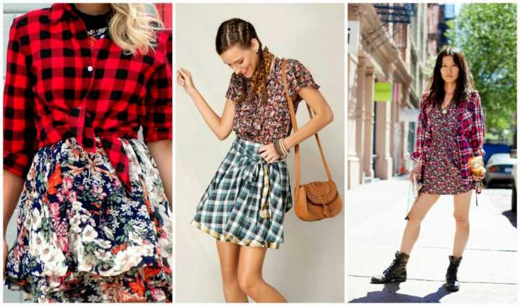 Floral look with plaid