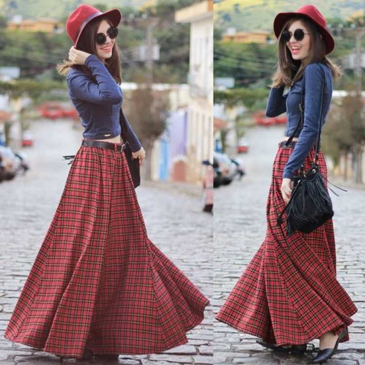 Junina party look with long skirt