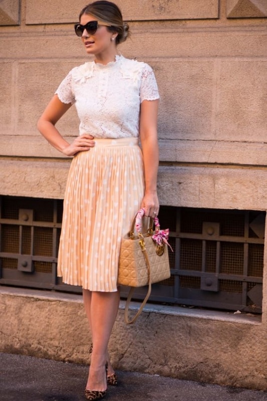 romantic look with midi skirt