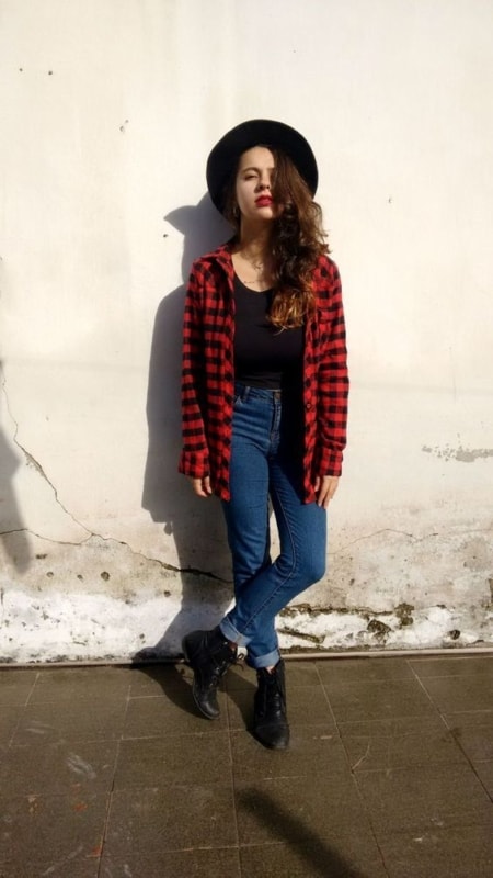 indie style with plaid shirt