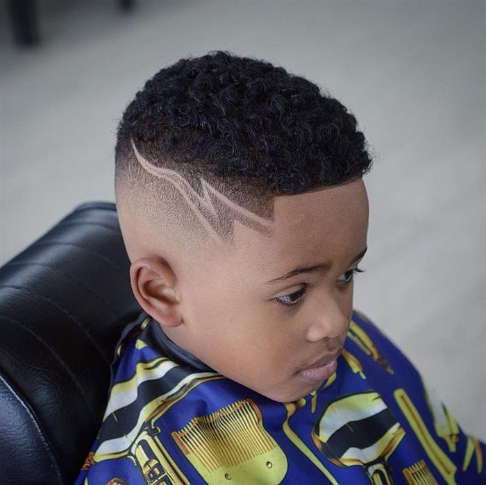Children's male haircuts with drawing 