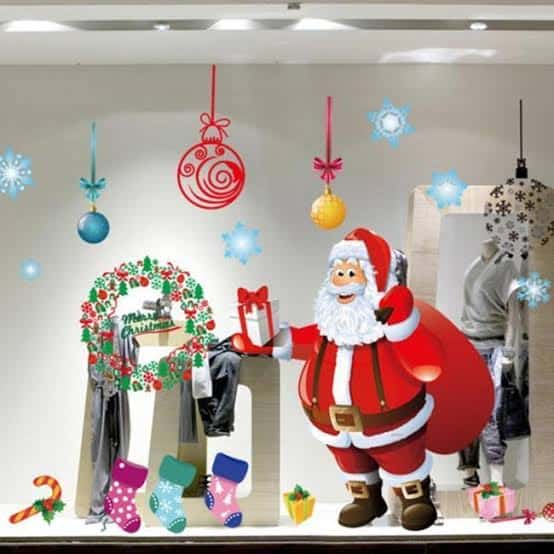 Christmas decoration for clothing store with stickers in the window24