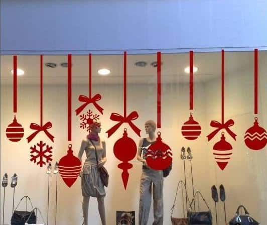 Christmas decoration for clothing store with red stickers26