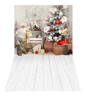 Photo Background Christmas Claus Golden Clothes Wood Floor 