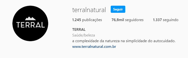 Screenshot showing Terral Natural's Instagram bio