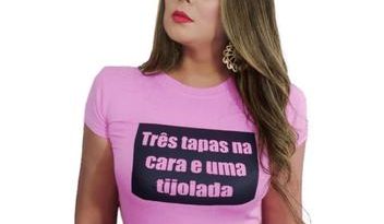 T Shirt Women's T-Shirt With Viscolycra Phrase Baby Look Blouse - Carlota Menezes - Women's Clothing