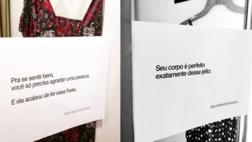 Women paste self-confidence phrases in dressing rooms