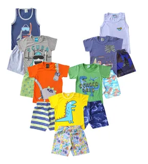 Kit 05 Children's Summer Clothing Boy Calor Wholesale No Brás