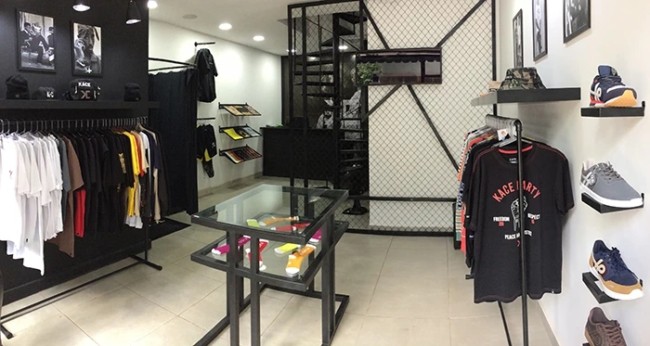 menswear store with black wall