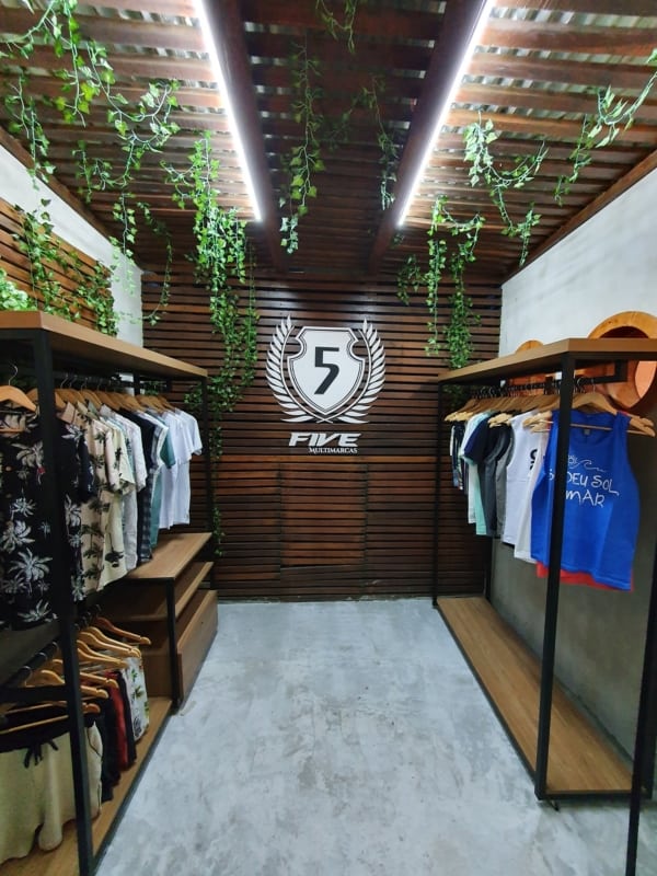 Modern, funky decor for a small clothing store