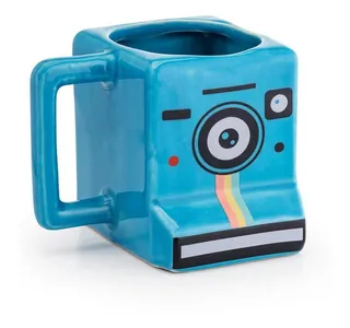 Mug Retro Polaroid Camera Cube Instagram 350 Ml Blue