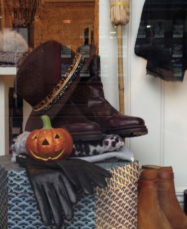 Shoe store with simple Halloween decor