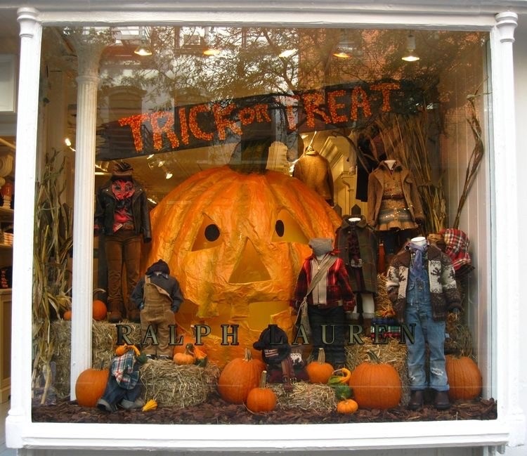 Children's showcase with Halloween decoration