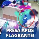 Cameras show a woman using a child to steal clothes from a store.