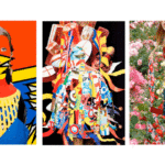 GIFs with bright, bold and flat, vibrant layered collages that mix abstract elements and cutouts from fashion shows.
